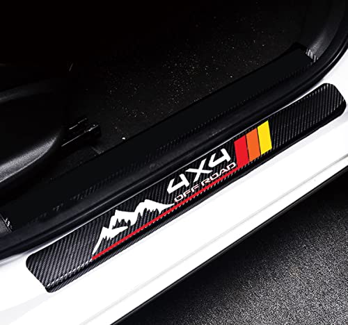 MAXDOOL 4Pcs Door Sill Protector Reflective 4D Carbon Fiber Sticker Decoration Door Entry Guard Accessories fit for 4x4 Offroad Toyota Tacoma TRD 4Runner Tundra Rav4 Highlander Sequoia (Red) - color: Red