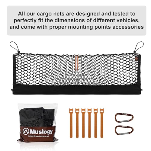 Truck Bed Cargo Net Trunk Netting Compatible with 2021-2025 2026 Jeep Grand Cherokee L (3-Row GCL) Accessories, Pickup Cargo Organizer SUV Sedan Storage Net w/Heavy Duty Carabiners - style: 2021+ Grand Cherokee L (3-Row)