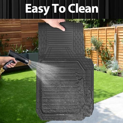 CAR PASS Heavy Duty Rubber Rear Car Mat, Deep Dish Car Floor Mats All Weather, Universal Trim to Fit for SUV Trucks Sedans, Odorless Waterproof Anti-Slip, Easy to Clean Car Mats (Black Rear) - color: rear black