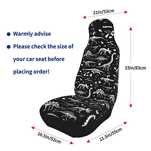 Black and White Dinosaur Skeleton Front Seat Covers 2 Pack, Vehicle Seat Protector Car Mat Covers, Fit Most Bucket Seats - color: Black And White Dinosaur Skeleton