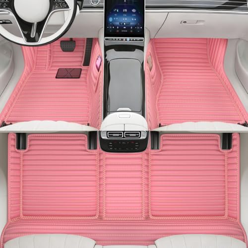 All-Weather car Floor mats, Anti-Slip Leather Floor mats Set, Suitable for 99% of Vehicle Models, Providing Comprehensive Protection for the car Carpet of Your Beloved car. (Pink=) - color: Pink=