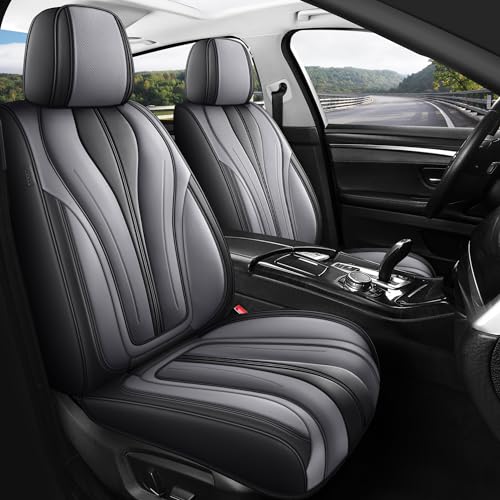 Red Rain Black and Grey Car Seat Cover Universal Leather Car Seat Cover Breathable Auto Seat Cushion Cover 5 Seater (ATM-Black+Gray) - color: ATM-Black+Gray