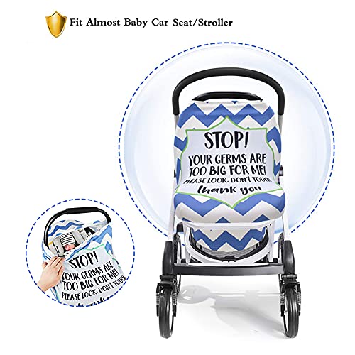 Metplus Car Seat Cover Baby, No Touch Sign Carseat Canopy, Nursing Breastfeeding Covers, Stretchy Universal Fit, Multi-Use for Stroller/Shopping Cart/High Chair, Gender Neutral Shower Gift - color: Blue Stripes