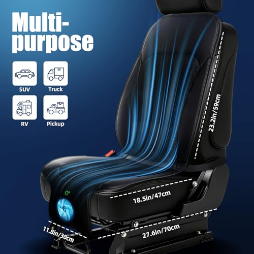 Cooling Seat Cover for Cars, 12V 3-Speed Cooling Car Seat Cushion with Weight Sensing, Universal Fit for Summer Car SUV Truck Bus, Comfortable Non-Slip Breathable 3D Mesh Leather, Black