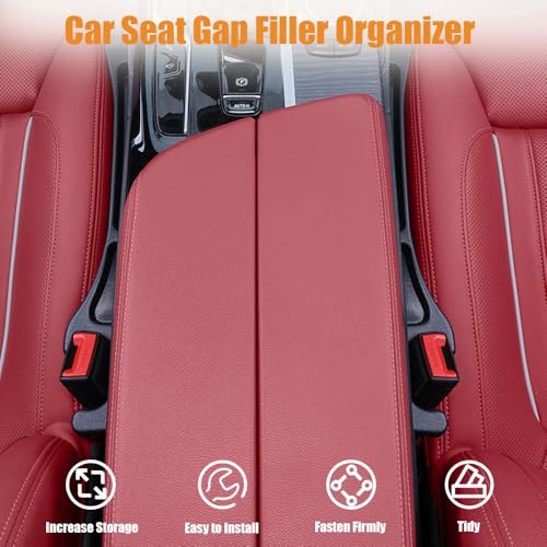 Car Seat Gap Organizer,Seat Gap Filler with Seat Belt Holes,Universal Fit for SUV/Truck/Pickup(Black,2Pack)