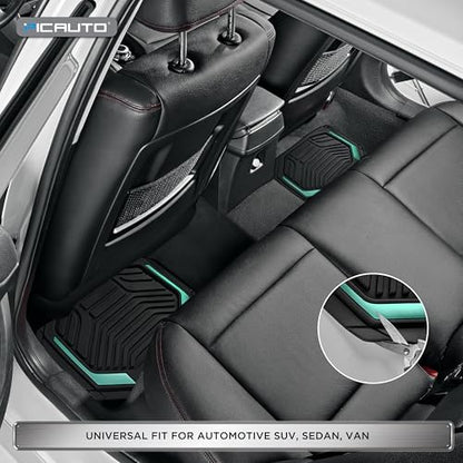 PIC AUTO Heavy Duty Rubber Floor Mats, Mint Aluminum Film Car Mats Set, Front and Rear Car Mats with Anti-Slip Backing, All Weather Protection, Trim-to-Fit for Automotive SUV, Sedan, Van - color: Mint