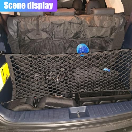 ZIMISI Car Cargo Net, Elastic Stretchable Car Trunk Cargo Storage Net with Hooks, Double-Layer Nylon Truck Organizer Mesh, Vehicle Interior Accessories for Most SUVs, Trucks (35.4x15.7 inch/90×40 cm) - size: 35.4x15.7 inch/90×40 cm