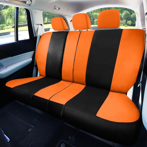 FH Group Full Set Cloth Car Seat Covers , Universal Fit combo, Low Back Front Seat Covers, Airbag Compatible, Split Bench Rear Seat, Washable Seat Cover for SUV,Sedan,Van Orange - color: Orange