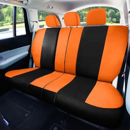 FH Group Full Set Cloth Car Seat Covers , Universal Fit combo, Low Back Front Seat Covers, Airbag Compatible, Split Bench Rear Seat, Washable Seat Cover for SUV,Sedan,Van Orange - color: Orange