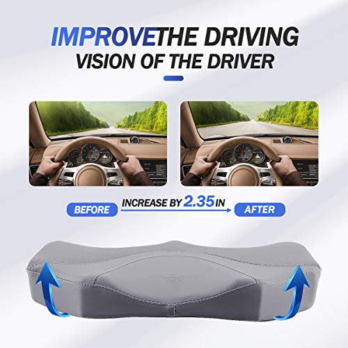 Car Seat Cushion, Comfortable Memory Foam Cushion for Driving, Auto Heightening Wedge Cushion for Sciatica Tailbone Pain Relief (Gray) - color: Gray