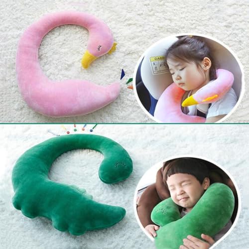 Car Travel Pillow for Kids Car Seat Pillow Cute Cartoon Travel Pillow Cushion Breathable Head and Body Support Pillow for Sleeping Travel Neck Rest Car Seat Pillow Long Journey&Road Trip - color: Pink Swan