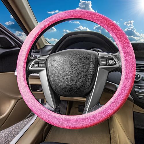 FH Group Universal Fit Silicone Snake Pattern with Massaging Grip Steering Wheel Cover fits Most Cars, SUVs, Trucks, and Vans Baby Pink - color: Baby Pink