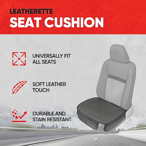 Motor Trend Car Seat Cushion, 2 Pack - Diamond Stitched Faux Leather Seat Covers for Cars Trucks SUV, Gray Padded Car Seat Covers with Storage Pockets, Premium Automotive Seat Covers for Front Seats