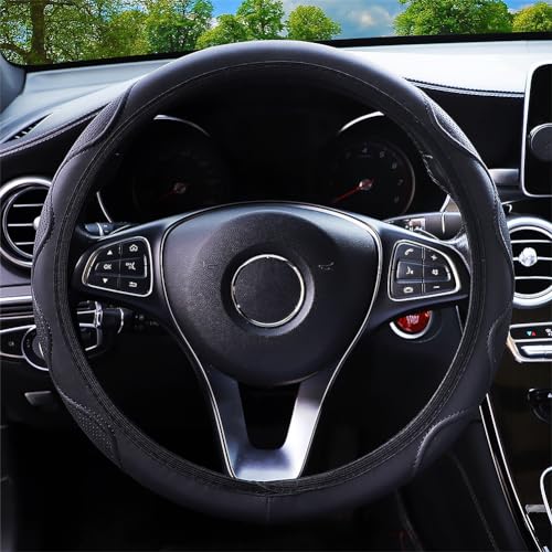 Elastic Steering Wheel Cover Universal 14-15 inch Stretch Car Steering Wheel Covers Microfiber Leather Breathable Anti-Slip Durable Without Inner Ring Steering Wheel Protective - Black - color: black3