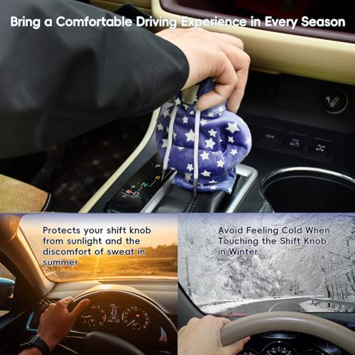 Car Gear Shifter Shift Knob Hoodie Cover Star Glow in The Dark Universal Funny Mini Automotive Interior Accessories for Gearshift, Blue - color: Blue