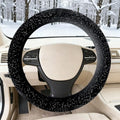 Black Bling Starry Sky Furry Steering Wheel Cover, Universal 14.5-15 Inch Winter Plush Warm Steering Wheel Cover, Soft Fluffy, Anti-Slip Design, Soft Texture - color: Black Starry Sky Plush