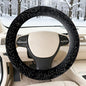Black Bling Starry Sky Furry Steering Wheel Cover, Universal 14.5-15 Inch Winter Plush Warm Steering Wheel Cover, Soft Fluffy, Anti-Slip Design, Soft Texture - color: Black Starry Sky Plush