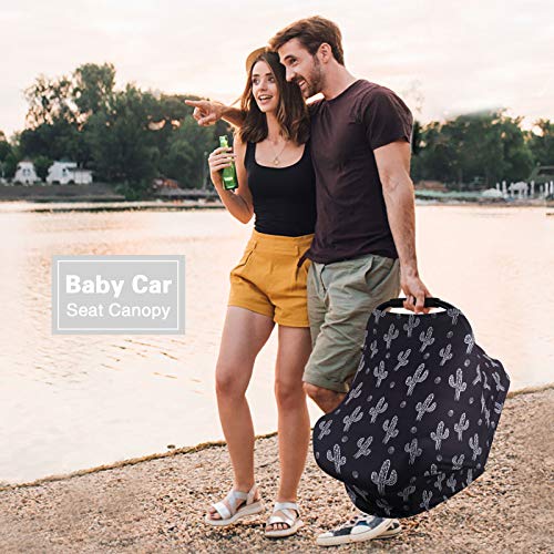 Metplus Car Seat Cover Baby, Carseat Canopy & Nursing Breastfeeding Covers, Stretchy Universal Fit, Multi-Use for Stroller/Shopping Cart/High Chair, Gender Neutral Shower Gift (Cactus) - color: Cactus