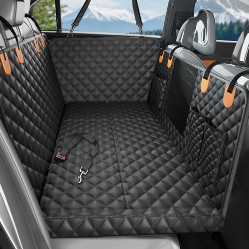 Dog Car Seat Cover for Back Seat with Hard Bottom, Ultra Thick Hard Bottom Waterproof Back Seat Extender for Dogs,Dog Hammock Dogs Bed for Cars, SUVs,Pet Seat Cover for Back Seat Holds 400lbs