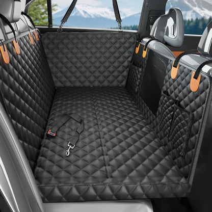 Dog Car Seat Cover for Back Seat with Hard Bottom, Ultra Thick Hard Bottom Waterproof Back Seat Extender for Dogs,Dog Hammock Dogs Bed for Cars, SUVs,Pet Seat Cover for Back Seat Holds 400lbs
