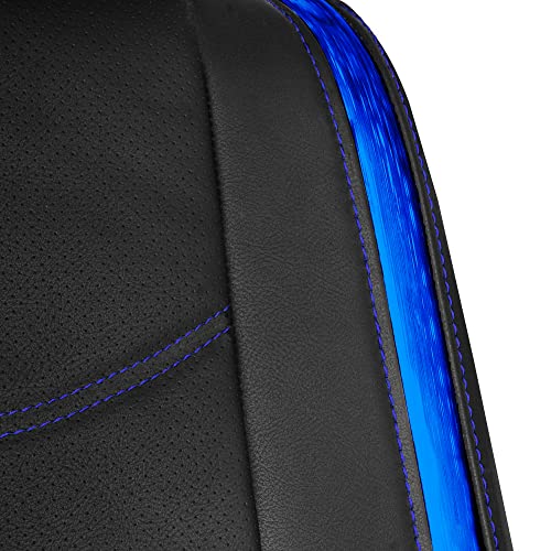 FH Group Galaxy13 Metallic Striped Deluxe Leatherette Car Seat Covers with Matching Carpet Floor Mats – Full Set, Universal Fit, Airbag Compatible for Cars, SUVs & Sedans, Blue - color: Blue