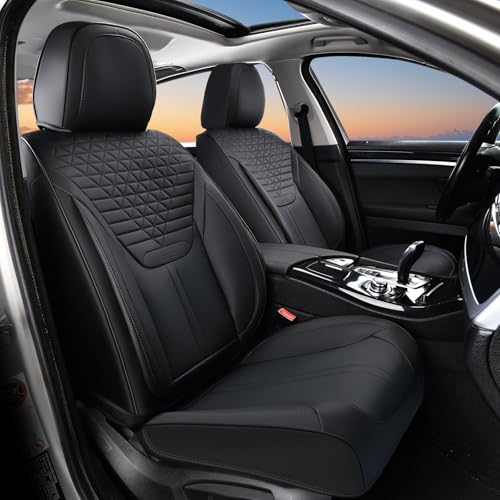 FLORICH Car Seat Covers for Front Seats, Universal Seat Cushion 2 Seats, Car Seat Protector Waterproof, Premium Leather Automotive Seat Covers for Most Cars, Sedans, SUVs, and Trucks-Black - color: Coal-Black, size: FrontPair