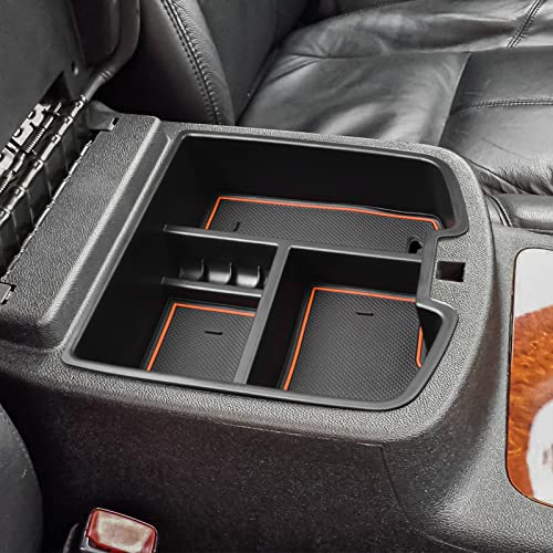 HGWEI Center Console Organizer Compatible with 2007-2014 Chevy Silverado GMC Sierra Avalanche Tahoe Suburban Yukon Yukon XL Accessories, Floor Mounted Center Console ONLY, Orange Trim - color: orange
