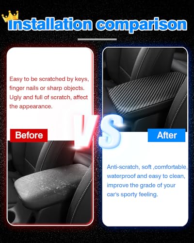 Autorder Center Console Cover for Kia Forte 2019-2024 Accessories Carbon Fiber Armrest Cover Anti-Scratch Middle Console Pad Leather Armrest Protector - size: 2019-2024 Kia Forte