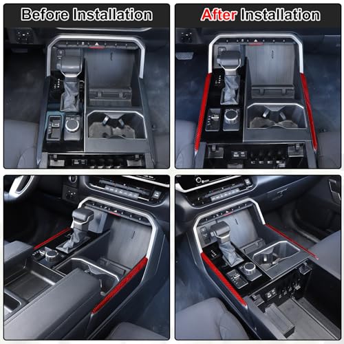 Aunginsy Inner Center Console Gear Control Panel Side Strip Cover Trim Compatible with Toyota Tundra/Sequoia 2022-2024 Car Center Console Gear Box Side Panel Protect Sticker Moulding Strip Accessories - size: Gear Control Panel Side Strip Trim