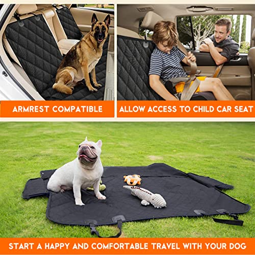 Dog Car Seat Cover, Back Seat Cover for Dogs Pet Car Seat Protector Waterproof Bench Car Seat Cover, Non-Slip Rear Seat Cover fits Middle Armrest for Most Cars SUVs Trucks - Black - color: Black