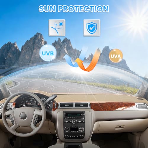 KUST Beige Dash Cover Compatible with 2007-13 Chevy Silverado 1500 2500 3500 LTZ/Avalanche/GMC Sierra SLT Denali, 2007-14 Chevrolet Tahoe/Suburban/GMC Yukon XL (Only Fit One Glove Box Dashboard) - size: Silverado 07-13(Beige)