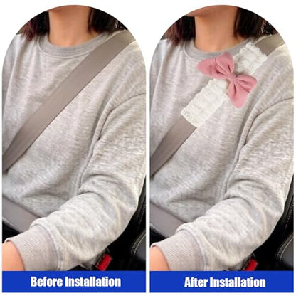 JDDRY 2PC Car Seat Belt Covers Pads,Seat Strap Pads,Auto Seat Belt Pad,Fit for Most Vehicles,Car Interior Accessories(Bowknot-Pink) - color: Bowknot-Pink