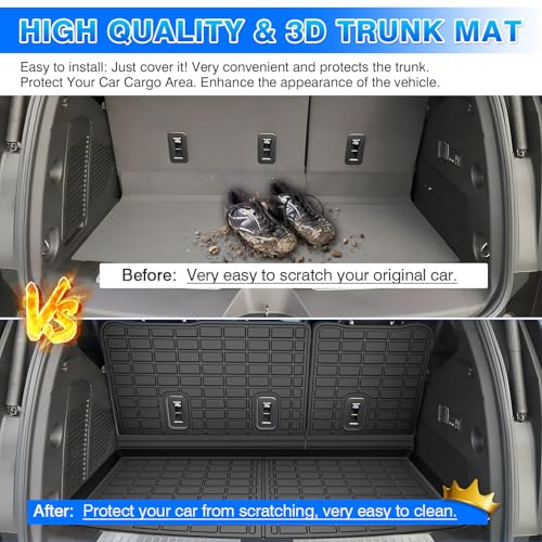 Tahoe Cargo Liner - Trunk Mat for Chevy Tahoe/GMC Yukon (Not Fit XL) 2021-2026, All Weather Cargo Mat for Tahoe Accessories, Heavy Duty Car Mats, Car Accessories - size: 8)Chevy Tahoe 21-26