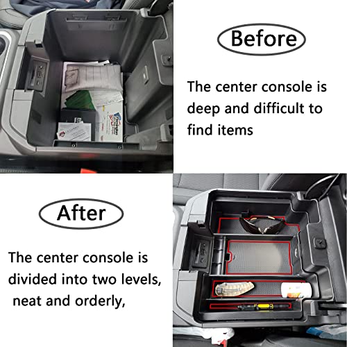 Center Console Organizer Compatible with 2020-2023 Silverado/Sierra 2500/3500HD/ 2019-2022 Chevy Silverado 1500 / GMC Sierra 1500 Accessories - Full-Coverage Insert Tray, ABS material,Red - color: red