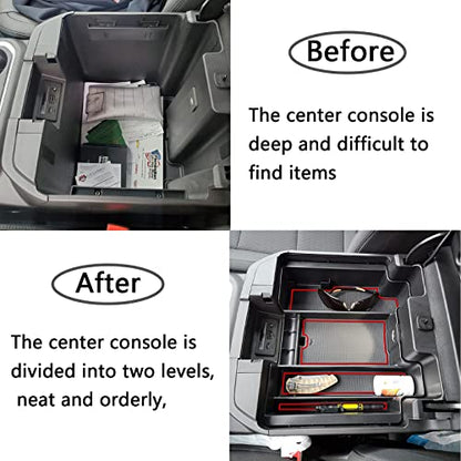 Center Console Organizer Compatible with 2020-2023 Silverado/Sierra 2500/3500HD/ 2019-2022 Chevy Silverado 1500 / GMC Sierra 1500 Accessories - Full-Coverage Insert Tray, ABS material,Red - color: red
