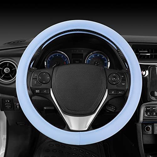 Carbella Ultra Soft Blue Steering Wheel Cover, Car Accessories for Women, Non-Slip Comfy Soft Grip Faux Leather Auto Steering Wheel Cover for Cars Trucks Vans SUVs Gift Idea - Fits Standard 15" Inches - color: Soft Blue