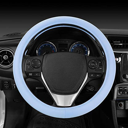 Carbella Ultra Soft Blue Steering Wheel Cover, Car Accessories for Women, Non-Slip Comfy Soft Grip Faux Leather Auto Steering Wheel Cover for Cars Trucks Vans SUVs Gift Idea - Fits Standard 15" Inches - color: Soft Blue