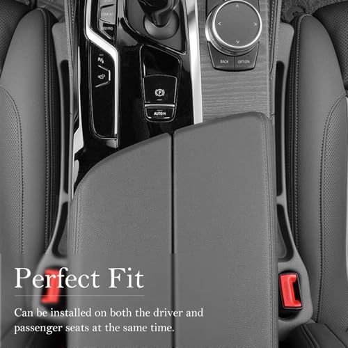 Car Seat Gap Filler 2-Pack, Universal Car Seat Gap Filler Organizer, Seat Gap Plug – Fills Gap Between Seat & Console, Drop-Proof Guard for Phones, Keys & Cards, Fits Cars, SUVs, Trucks, Black
