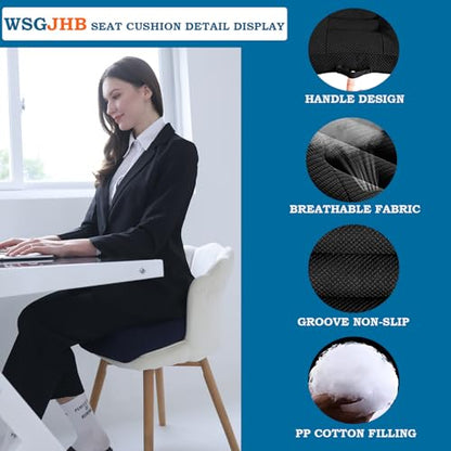 Car Booster Seat Cushion, Chair Cushions, Comfort Seat Cushion Pillow for Office Chair/Car Seat, Butt, Tailbone, Back, Coccyx, Short People Adult Booster Chair Cushions Relief Pad - color: Solid Black Regular