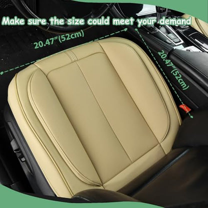 2 Pack Front Car Seat Cover Bottom Only Faux Leather, Anti-Slip Padded Seat Cushion, Full Wrap Seat Protector with Storage Function Fit 95% Cars, SUV, Pick-up Trucks (Beige) - color: Warm-Yellow Beige