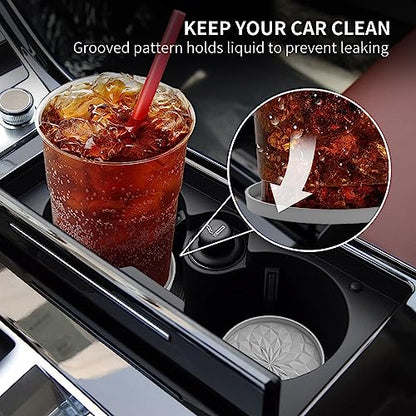Car Cup Coaster [4 Pack] Silicone Car Coasters/Cup Mats - 2.75In Universal Non-Slip Recessed Car Interior Accessories - Car Cup Holder Insert Coasters Light Grey - color: 4 Pack-light Grey