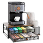 TQVAI K Cup Holder - 60 Capsule Capacity 2 Tier Sliding Pods Storage Drawer with Disposable Cups & Lids Holder, Coffee Bar Station Organizer for Countertop, Black