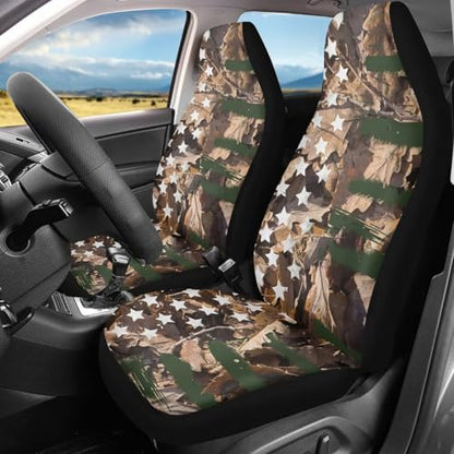 Howilath American Flag Camouflage Car Front Seat Cover Elastic Interior Accessories, Front Bucket Seat Covers Fit SUV Sedan Truck - 2 Piece - color: American Flag Camouflage