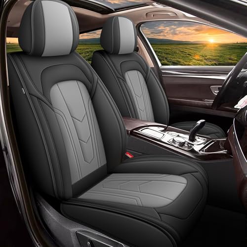 2 Front Seats Cover Fit for Ford Escape 2001-2025 2026 Faux Leather Car Seat Covers Waterproof Seat Cushions Automotive Accessories Compatible with Airbag(2 Seats,Black&Grey) - color: #104 Black&Grey, size: 5.Escape 2001-2026-2 front seat covers only