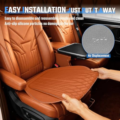 Car Seat Cushion, Nappa Leather Ventilation Hole Breatheable Design for Driver Passenger, All-Season Anti-Slip Bottom Seat Cover,19.49in x 21.26in (1 Piece/Orange)