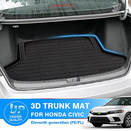 Cartist Cargo Liner Compatible with 2022-2025 2026 Honda Civic Sedan (NOT for Hatchback) All Weather Trunk Mat Anti-Slip High Side Carpet Protection TPE Odorless - size: 1)Honda Civic Sedan 2022-2025