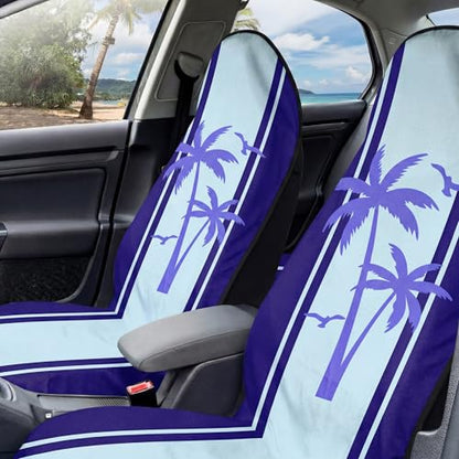 2 Pack Car Seat Towel Covers, Sweat Protector for Front Seats, Premium Thickened Microfiber with Elastic Strap, Breathable & Quick Dry, Machine Washable Cover for Gym Running Universal Fit Palm Tree - color: Palm Tree