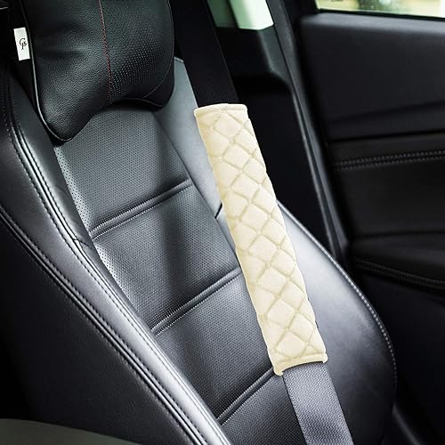 Tatuo 4 Pack Seat Belt Cover Extra Long Seat Belt Pads for Car Soft Comfort Shoulder Strap Covers Harness Pads Helps Protect Your Neck and Shoulder(10.6 Inch,Beige)