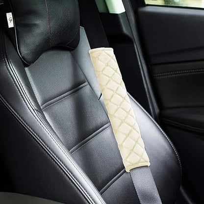 Tatuo 4 Pack Seat Belt Cover Extra Long Seat Belt Pads for Car Soft Comfort Shoulder Strap Covers Harness Pads Helps Protect Your Neck and Shoulder(10.6 Inch,Beige)