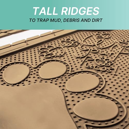 FH Group Car Floor Mats - Adorable Paw Print, Heavy-Duty Rubber Mats, Universal Fit Full Set, Climaproof, Trimmable, Fit Most Sedan, SUV, Truck - Beige - color: Beige